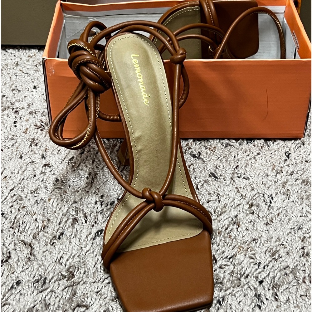 Lemonade sandal heels. Size 10. Heel height ~5inches. Color brown.